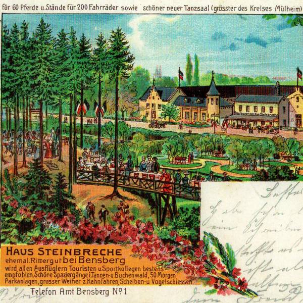 Refrath Haus Steinbreche, lithografische Ansichtskarte vor 1905