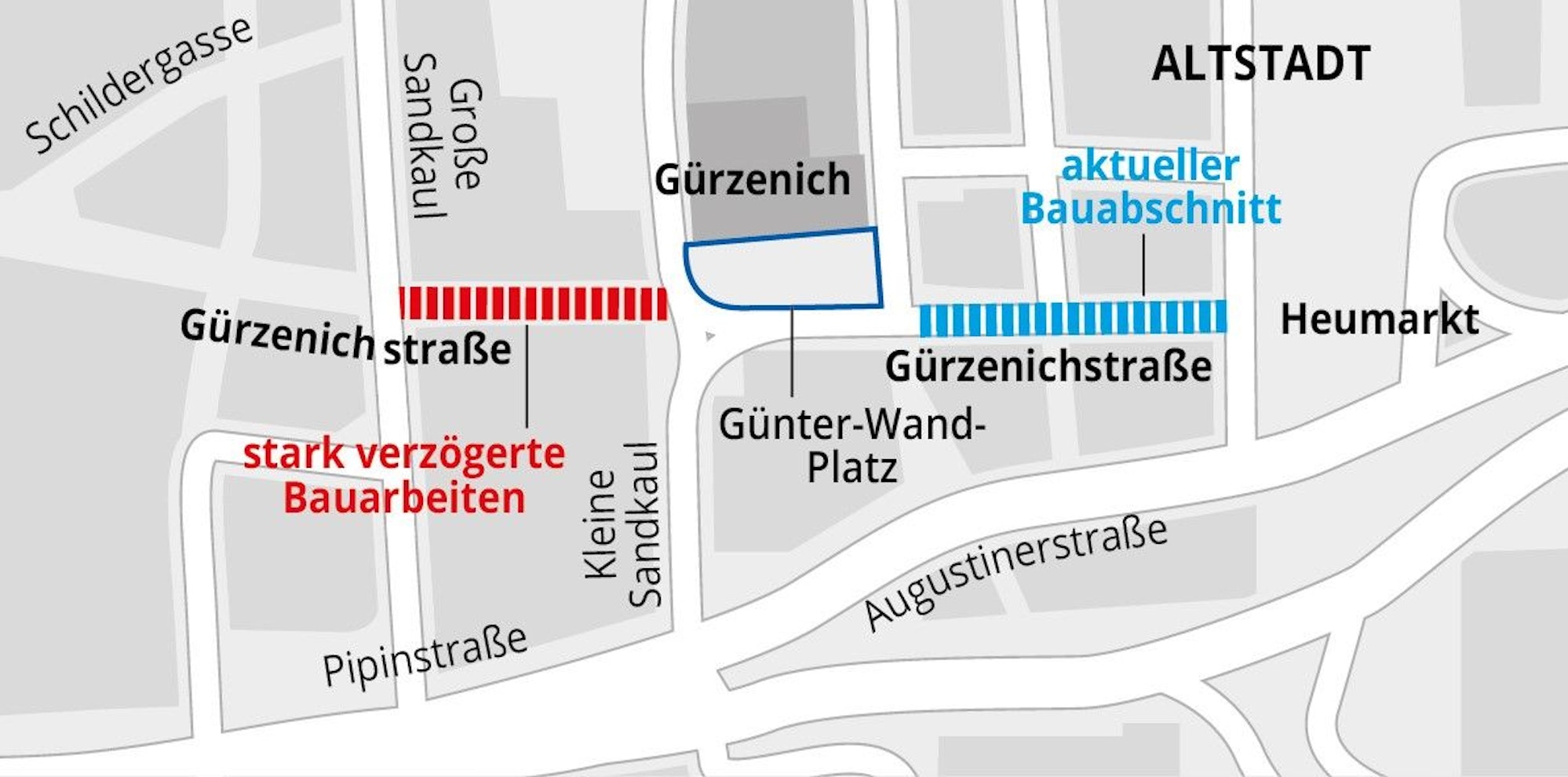 Bauarbeiten auf der Gürzenichstraße
