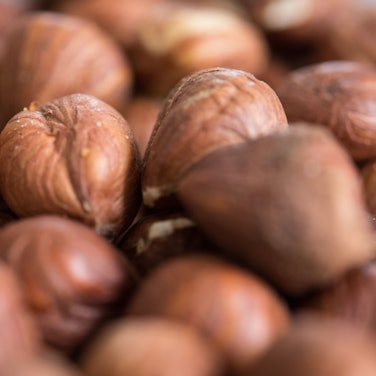 Haselnüsse in der Nahaufnahme.