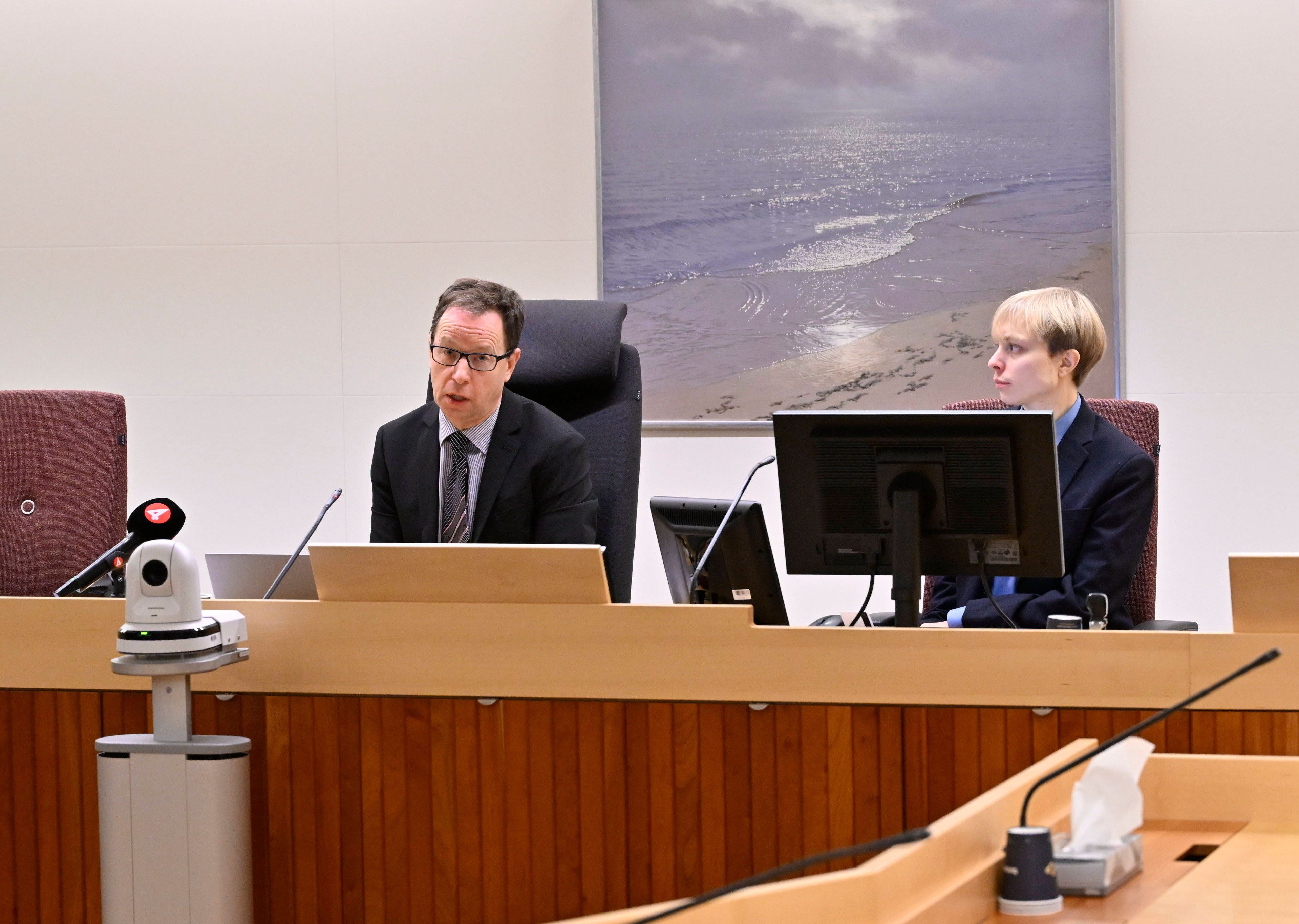 Press meeting with the chairman of the court, Lars Holmgard, after the Uppsala District Court announced the verdict in the case of a 16-year-old girl and four teenage brothers accused of murdering a 26-year-old taxi driver who was found hanged in a nature reserve outside Enköping.