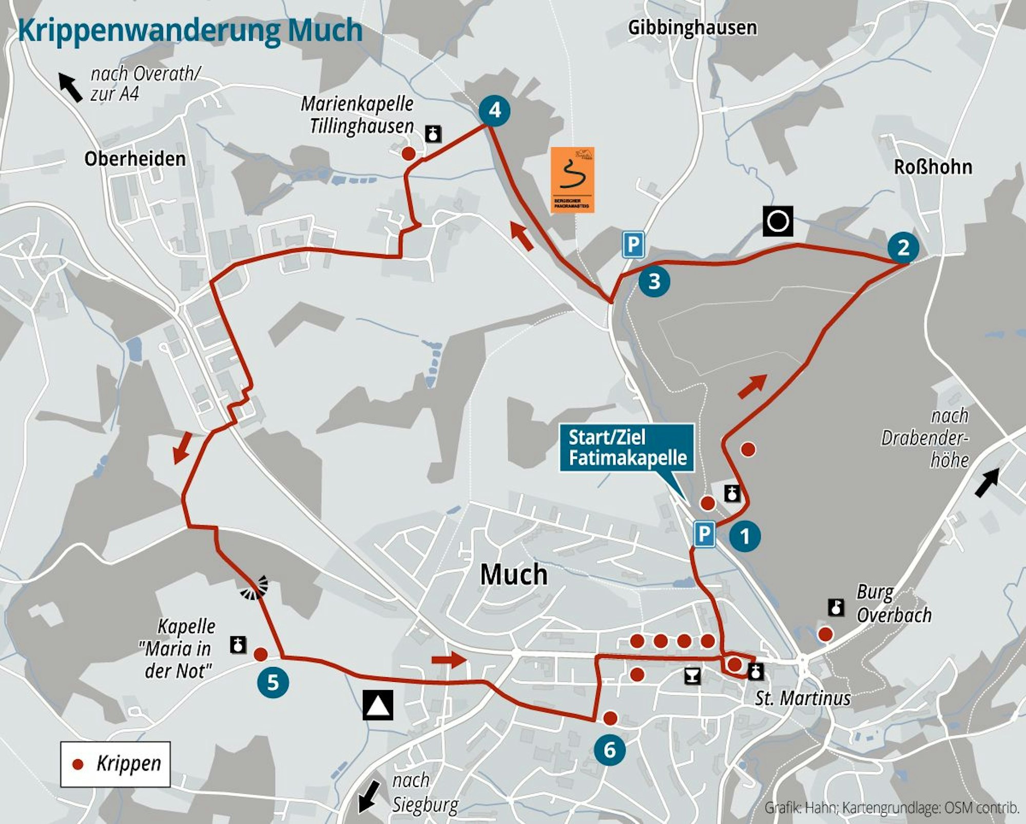 Karte Krippenwanderung in Much