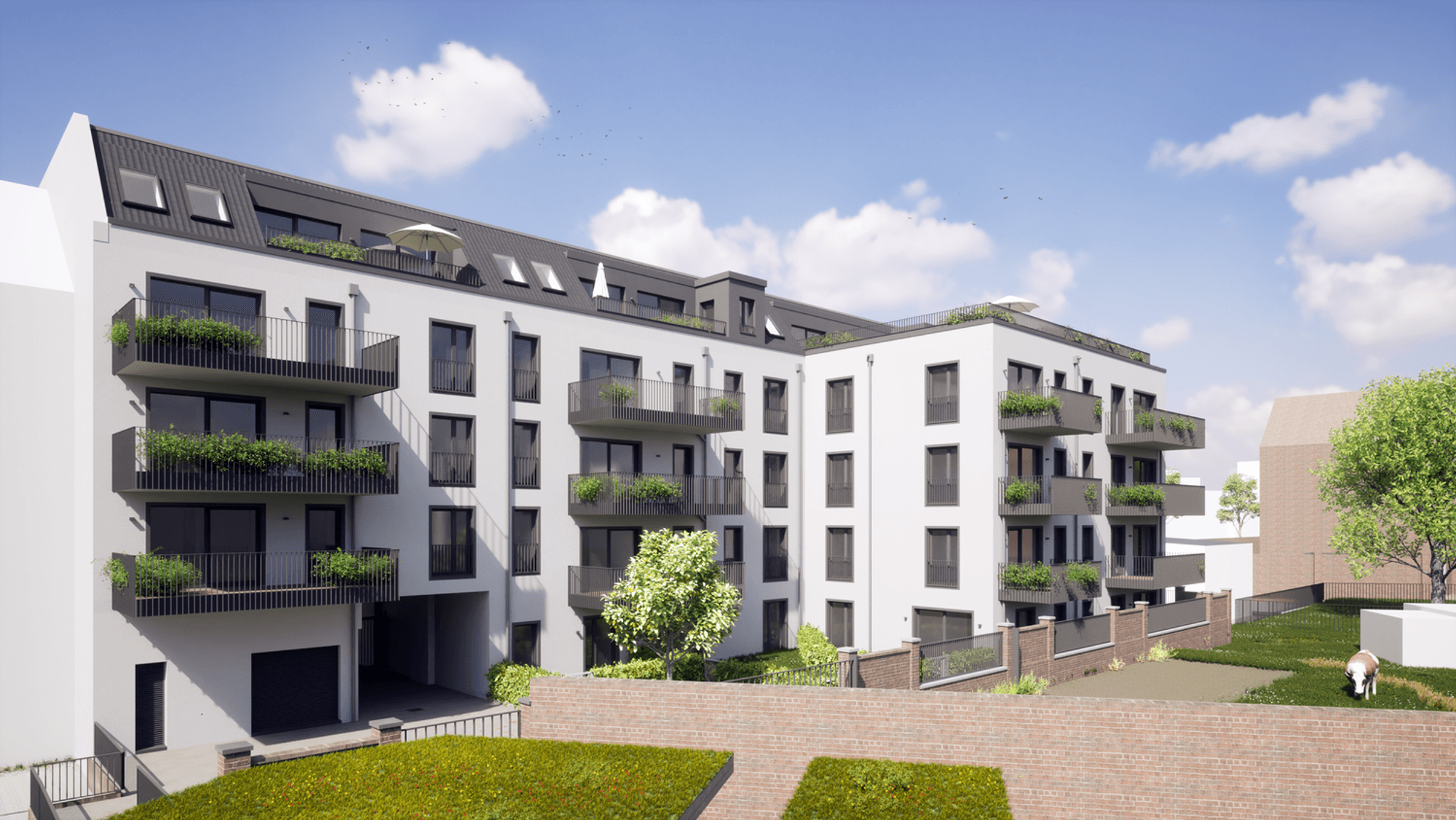 Visualisierung des geplanten Gebäudekomplexes der Areal Grundstücks- und Bauträgergesellschaft an der Brühler Straße