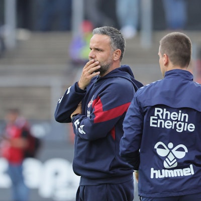 SC Fortuna Köln vs. 1. FC Köln U21, 4.Liga,
Trainer Evangelos Sbonias (1. FC Köln), 01.08.2023, Bild: Herbert Bucco