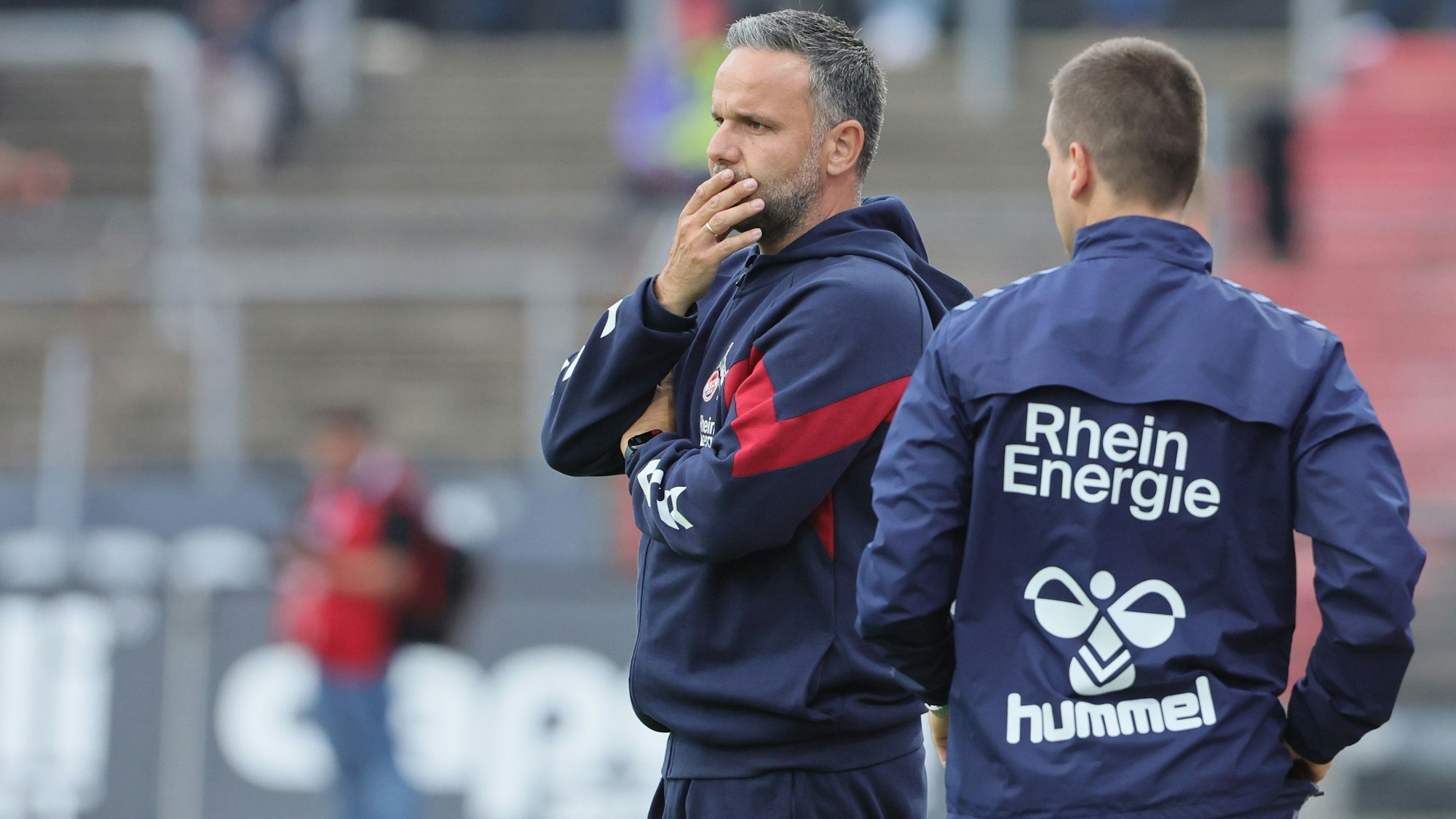 SC Fortuna Köln vs. 1. FC Köln U21, 4.Liga,
Trainer Evangelos Sbonias (1. FC Köln), 01.08.2023, Bild: Herbert Bucco