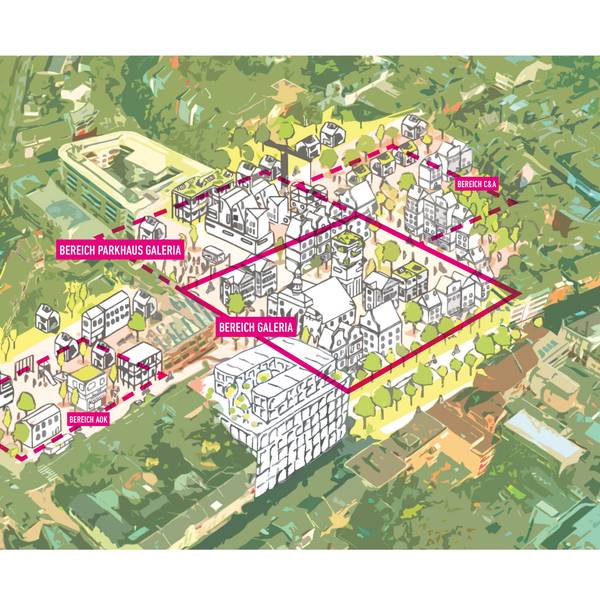 Eine Grafik zeigt ein neues Viertel in der Siegburger Innenstadt anstelle des Kaufhofs
