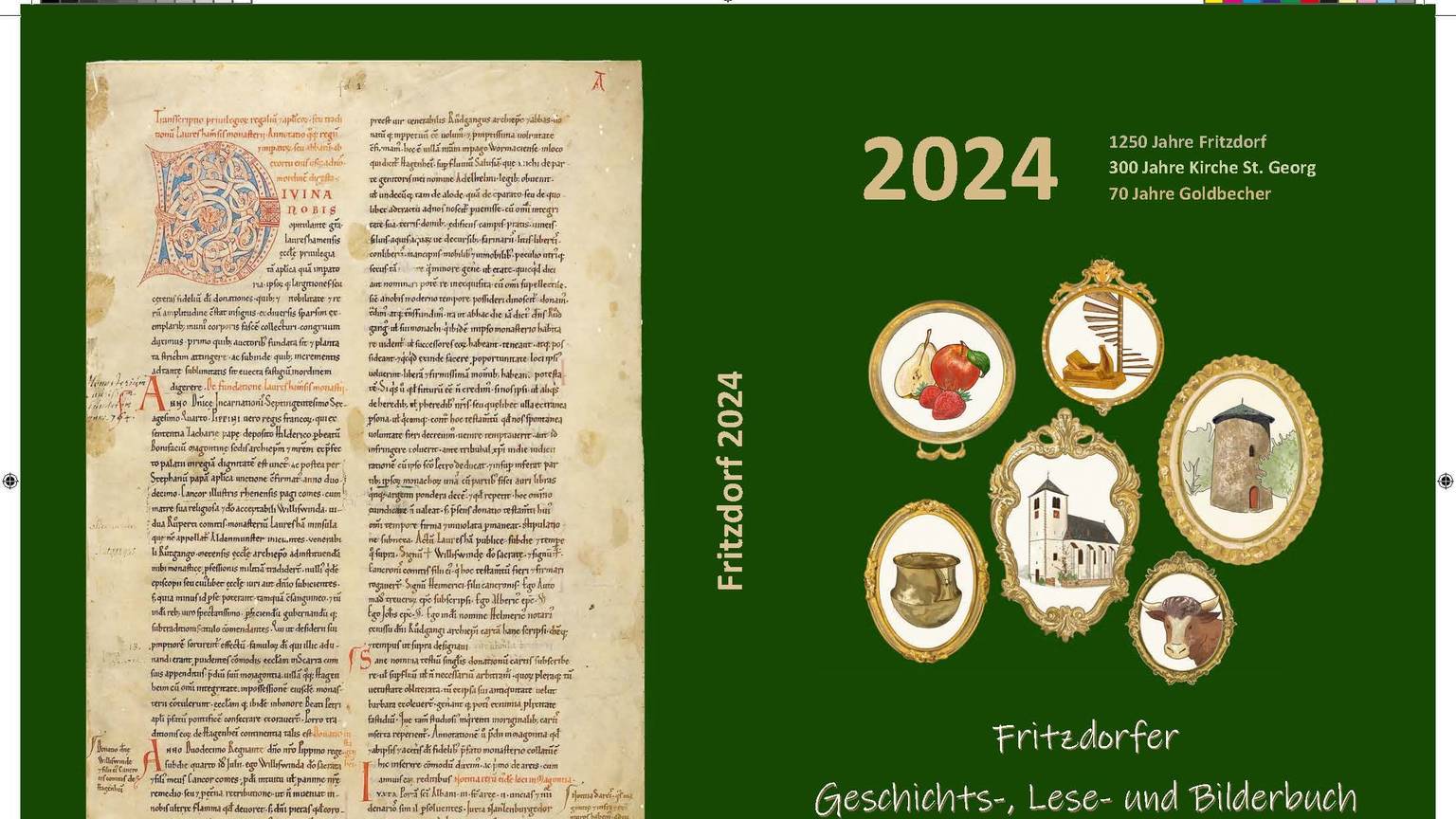 Festschrift Fritzdorf mit Titelbild und Urkunde.