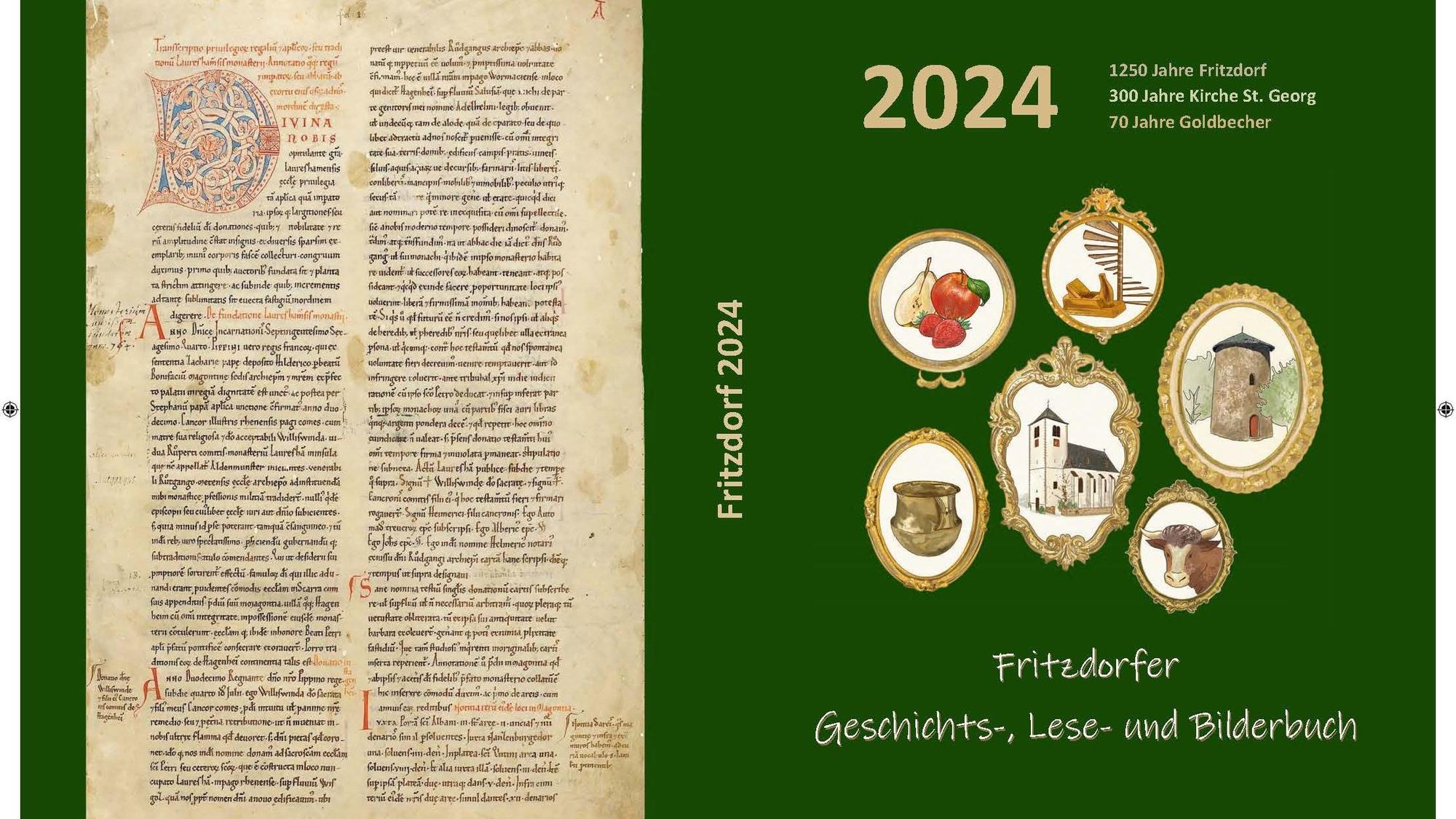 Festschrift Fritzdorf mit Titelbild und Urkunde.