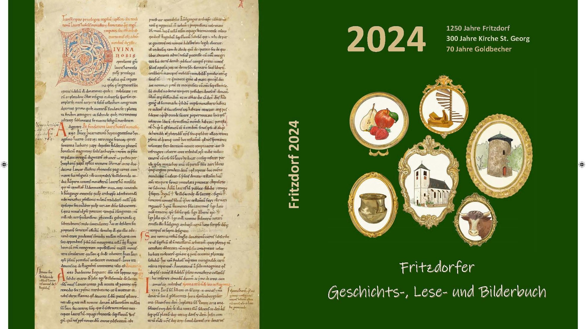Festschrift Fritzdorf mit Titelbild und Urkunde.