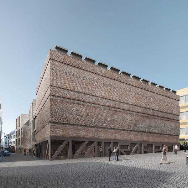 Der Anbau des Wallraf-Richartz-Museums, wie er laut einer Visualisierung nach der Fertigstellung aussehen soll.