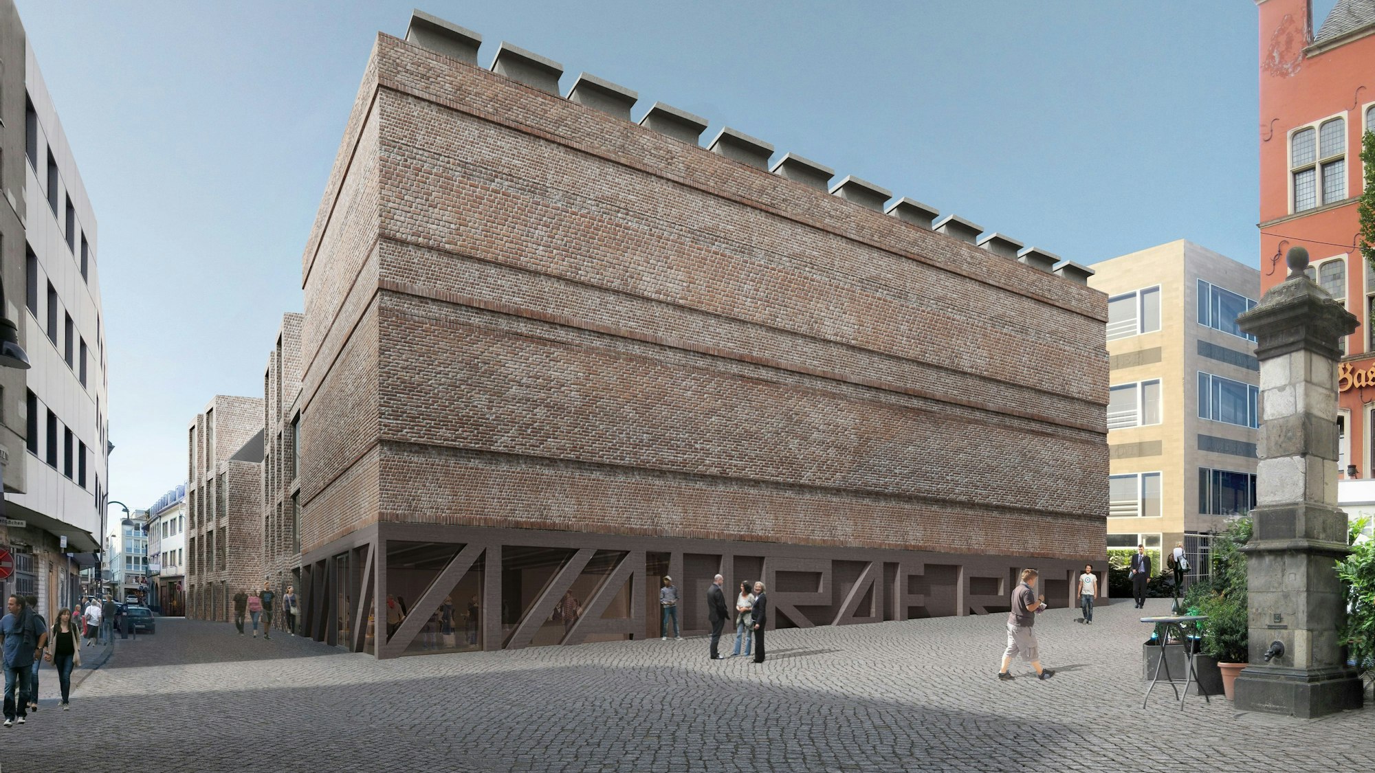 Der Anbau des Wallraf-Richartz-Museums, wie er laut einer Visualisierung nach der Fertigstellung aussehen soll.