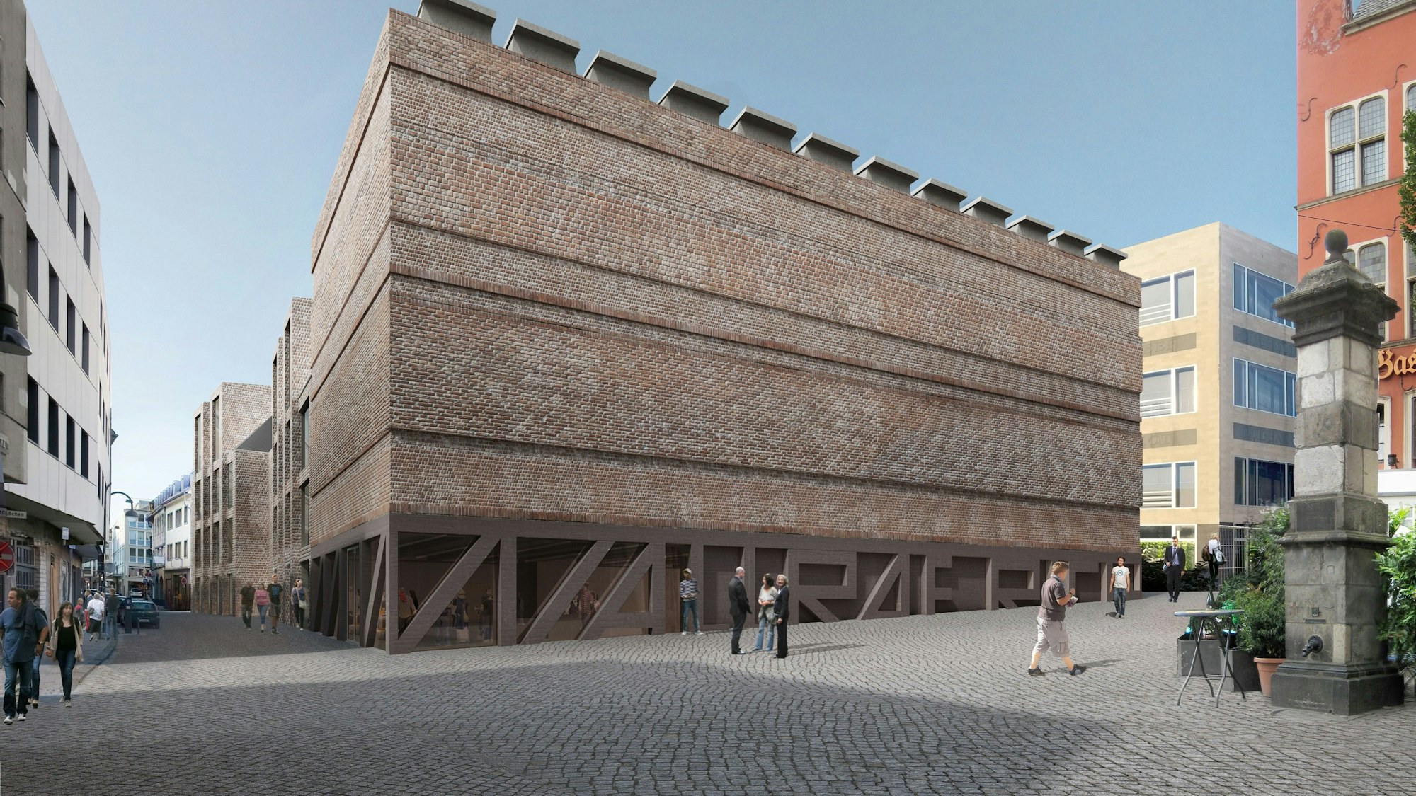 Erweiterungsbau Wallraf-Richartz-Museum nach den Entwürfen des Basler Architektenbüros Christ & Gantenbein. (Visualisierung: Bildbau GmbH/Stadt Köln)