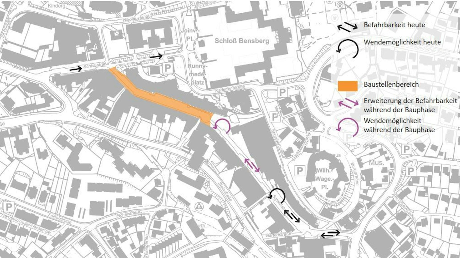 So soll sie aussehen, die Verkehrsführung in der Schloßstraße bei der Sperrung eines Teilabschnittes.