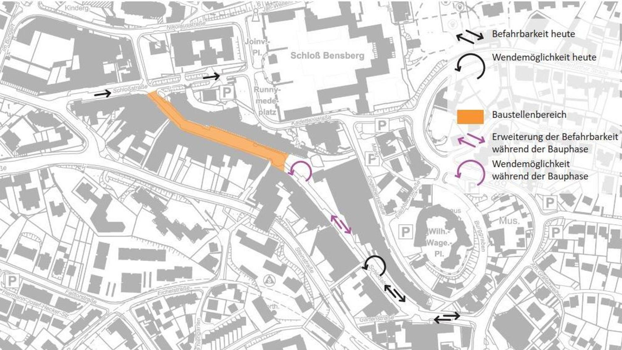 So soll sie aussehen, die Verkehrsführung in der Schloßstraße bei der Sperrung eines Teilabschnittes.
