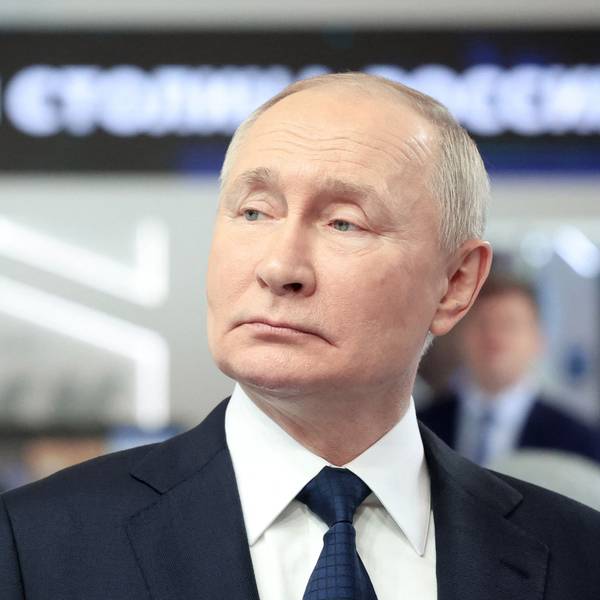 In this pool photograph distributed by Sputnik agency, Russia's President Vladimir Putin visits the exhibition of achievements "Russia" prior to the United Russia party congress in Moscow, on December 17, 2023. (Photo by Sergey FADEICHEV / POOL / AFP)