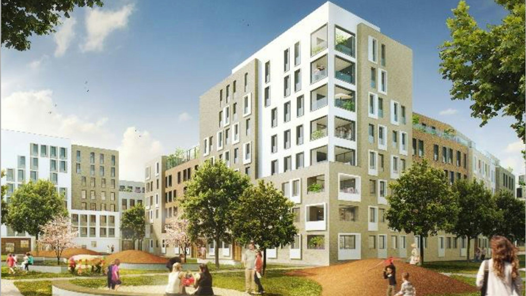 Visualisierung der geplanten Wohnhäuser auf dem Siemensareal