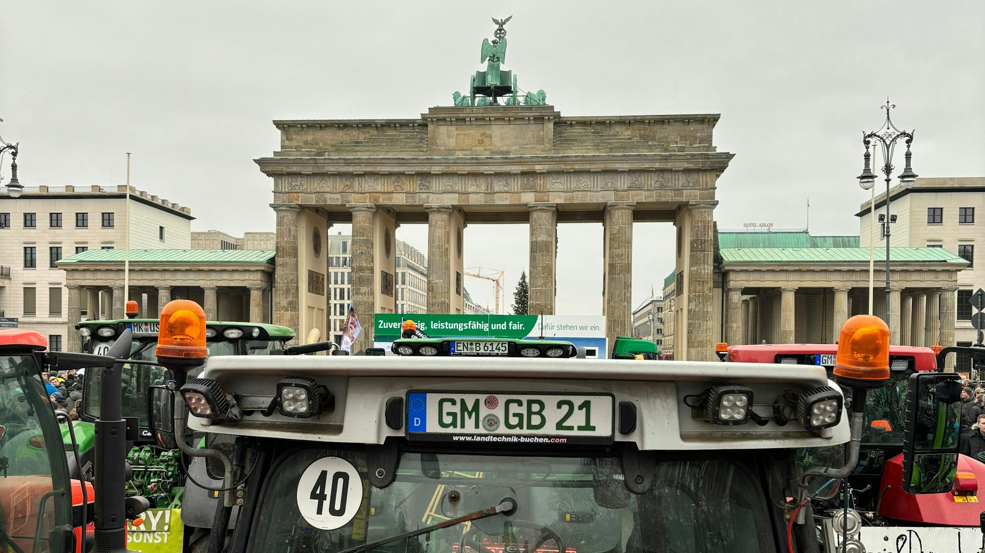 Demonstation der Landwirte am 18. Dezember vor dem Brandenburger Tor.