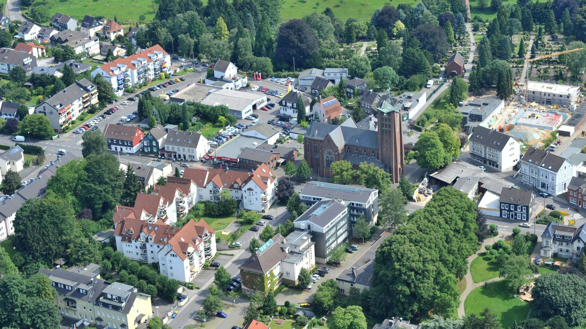 Burscheids Innenstadt aus der Luft