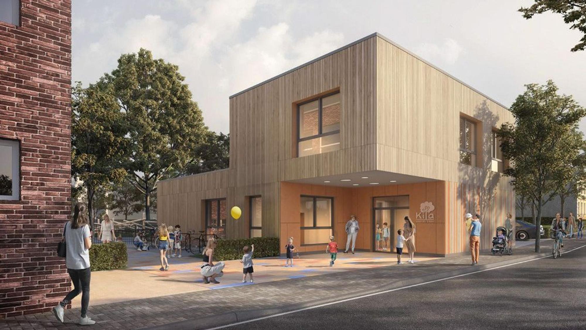 An der Grundschule Uferstraße entsteht im Jahr 2024 ein Neubau für den Offenen Ganztag und ein weiteres Gebäude für eine viergruppige Kita.