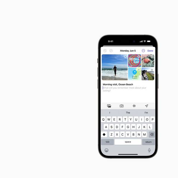 Die neue Journal-App von Apple, zu sehen auf einem Smartphone.