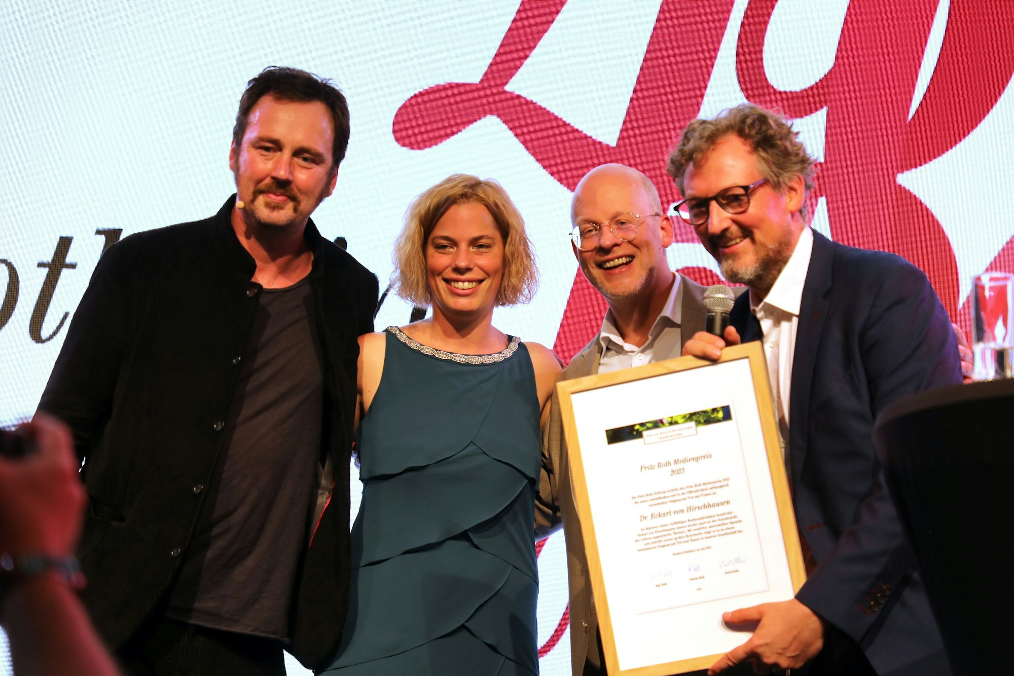 Jubiläum Pütz-Roth, mit Dr. Eckard von Hirschhausen, David Roth, Hanna Roth,