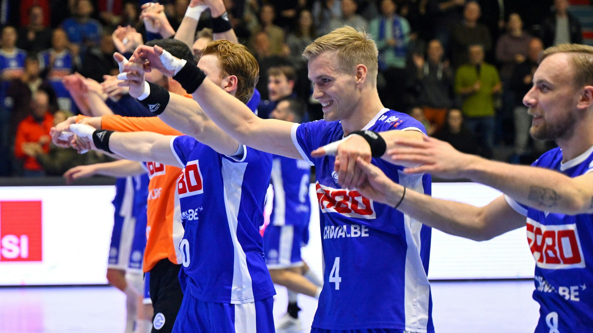 Jubelszene einer Handballmannschaft