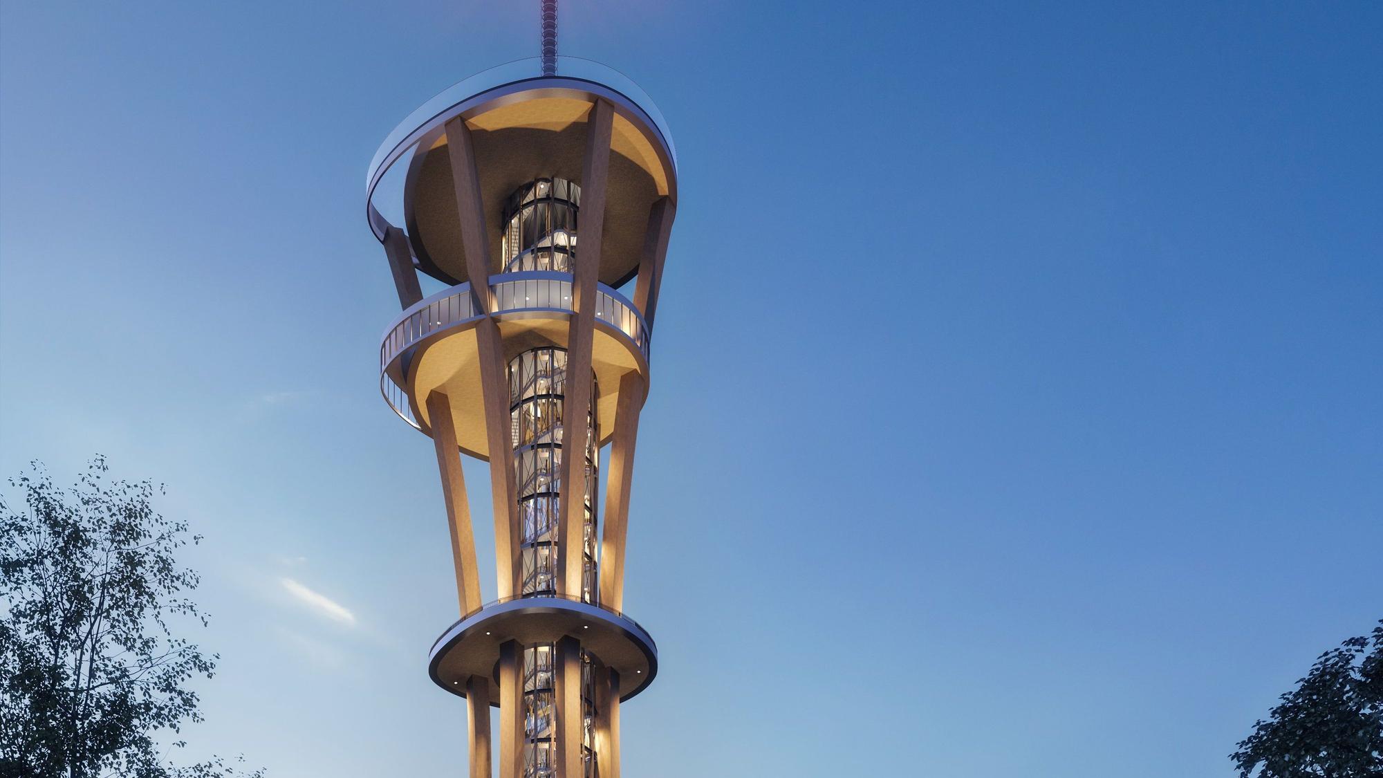 Das Foto zeigt eine Grafik vom Rheinlandturm.