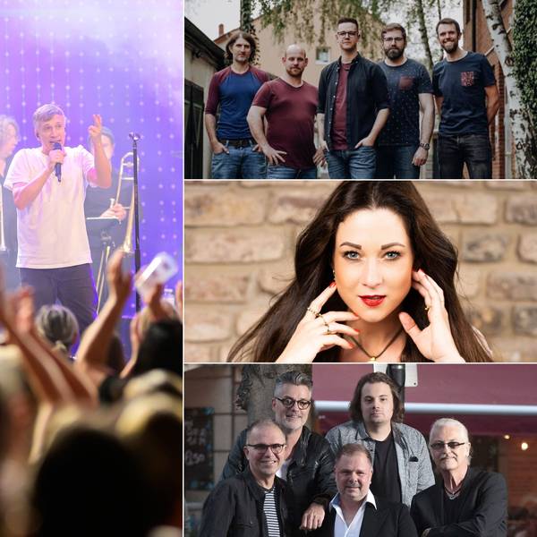 Neben etablierten Bands wie Kasalla testet die „Loss mer singe“-Jury auch Bands und Musiker wie Pimock (im Uhrzeigersinn), Domhätzje Nadine, Höösch, Rudbaat, Aach un Kraach und die Rhythmussportgruppe.