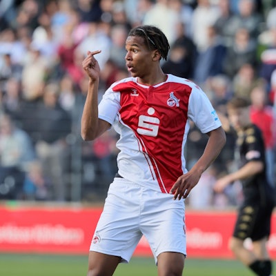 1.FC Köln U19 vs. FSV Mainz 05 U19, A Junioren Bundesliga, Halbfinal Rückspiel um die Deutsche Meisterschaft, Youssoupha Niang (1.FC Köln), 14.04.2023, Bild: Herbert Bucco