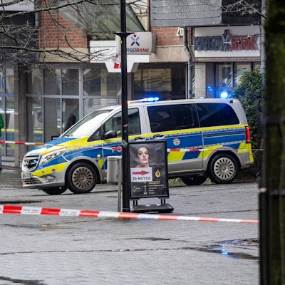 Polizeiabsperrung in der Gummersbacher City.