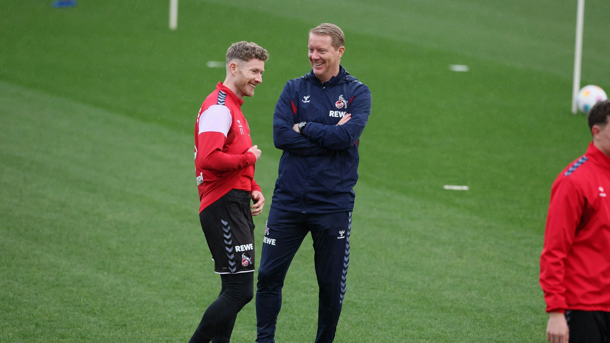 1. FC Köln, Training, von links: Florian Kainz, Timo Schultz (1. FC Köln), 04.01.2024, Bild: Herbert Bucco