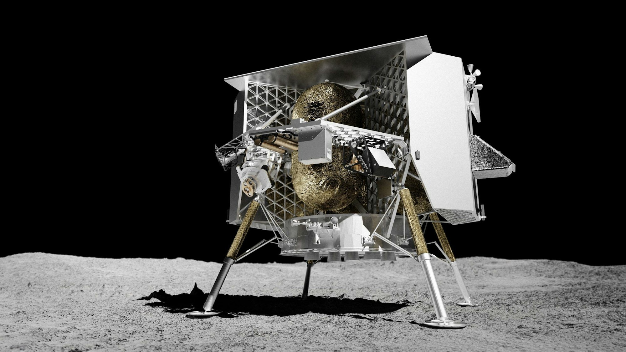 Eine Darstellung der Raumsonde Peregrine auf der Mondoberfläche.
Dieser Roboter soll auf dem Mond landen.