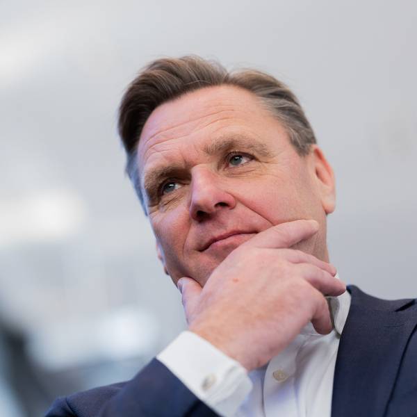 Essen: Olivier van den Bossche, Vorstandsvoritzender, gibt ein Statement ab in der Konzernzentrale des Warenhauskonzerns Galeria Karstadt Kaufhof