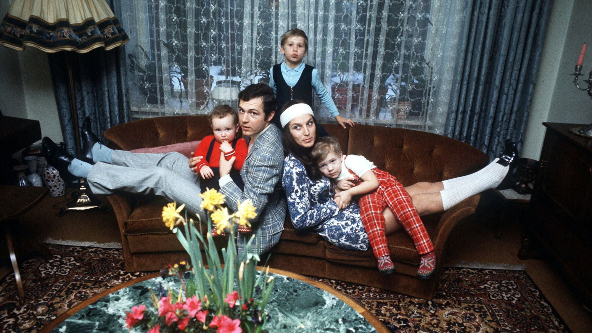 Franz Beckenbauer mit seiner Frau Brigitte und seinen Söhnen.