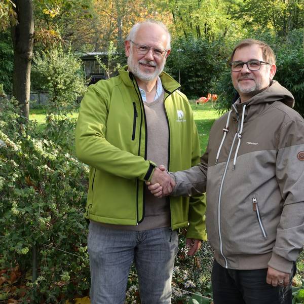 Prof. Theo B. Pagel, Direktor des Kölner Zoos, und Dr. Matthias Markolf, Artenschutzbeauftragter & Koordinator des Artenschutzzentrums im Kölner Zoo