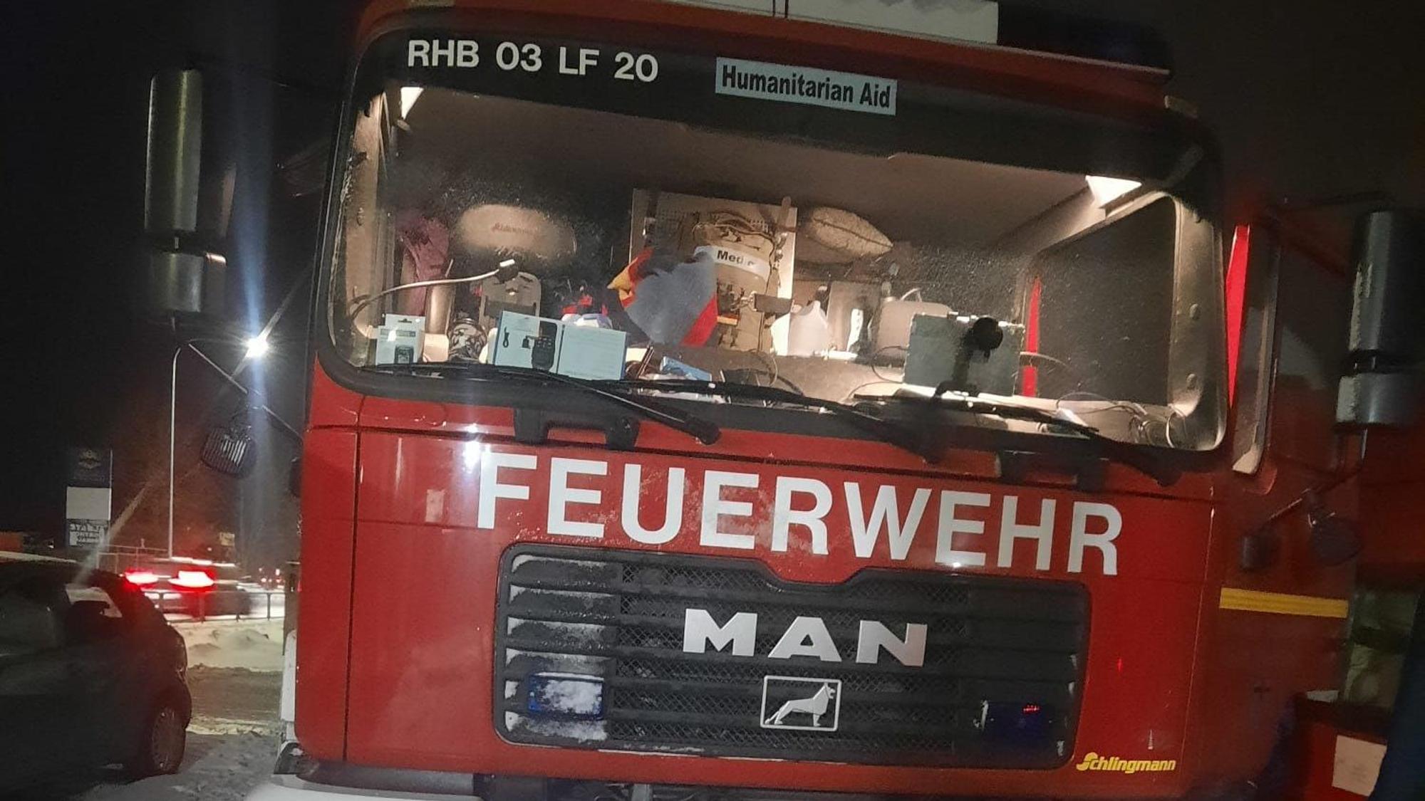 Der Feuerwehrwagen von Neukirchen in der Ukraine