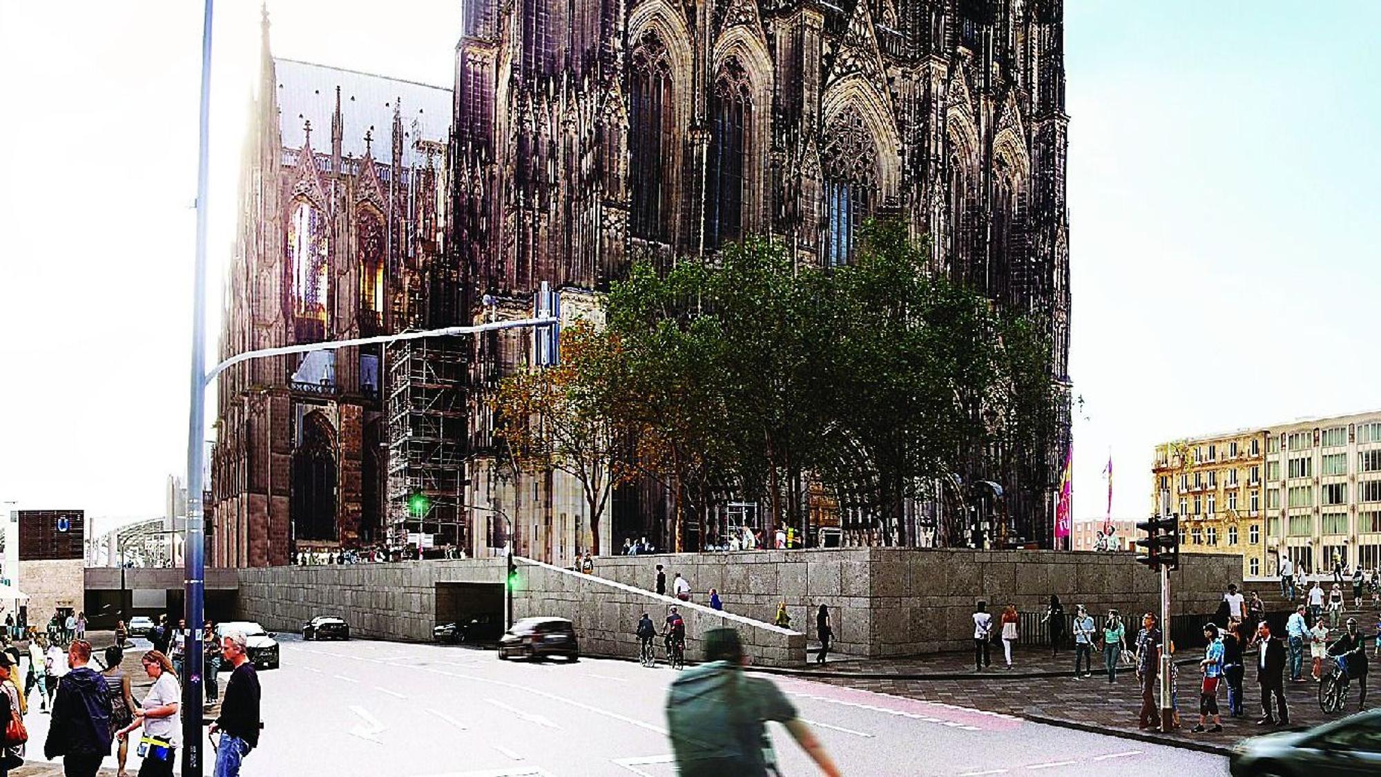 So soll der nordwestliche Domsockel nach der Neugestaltung aussehen.