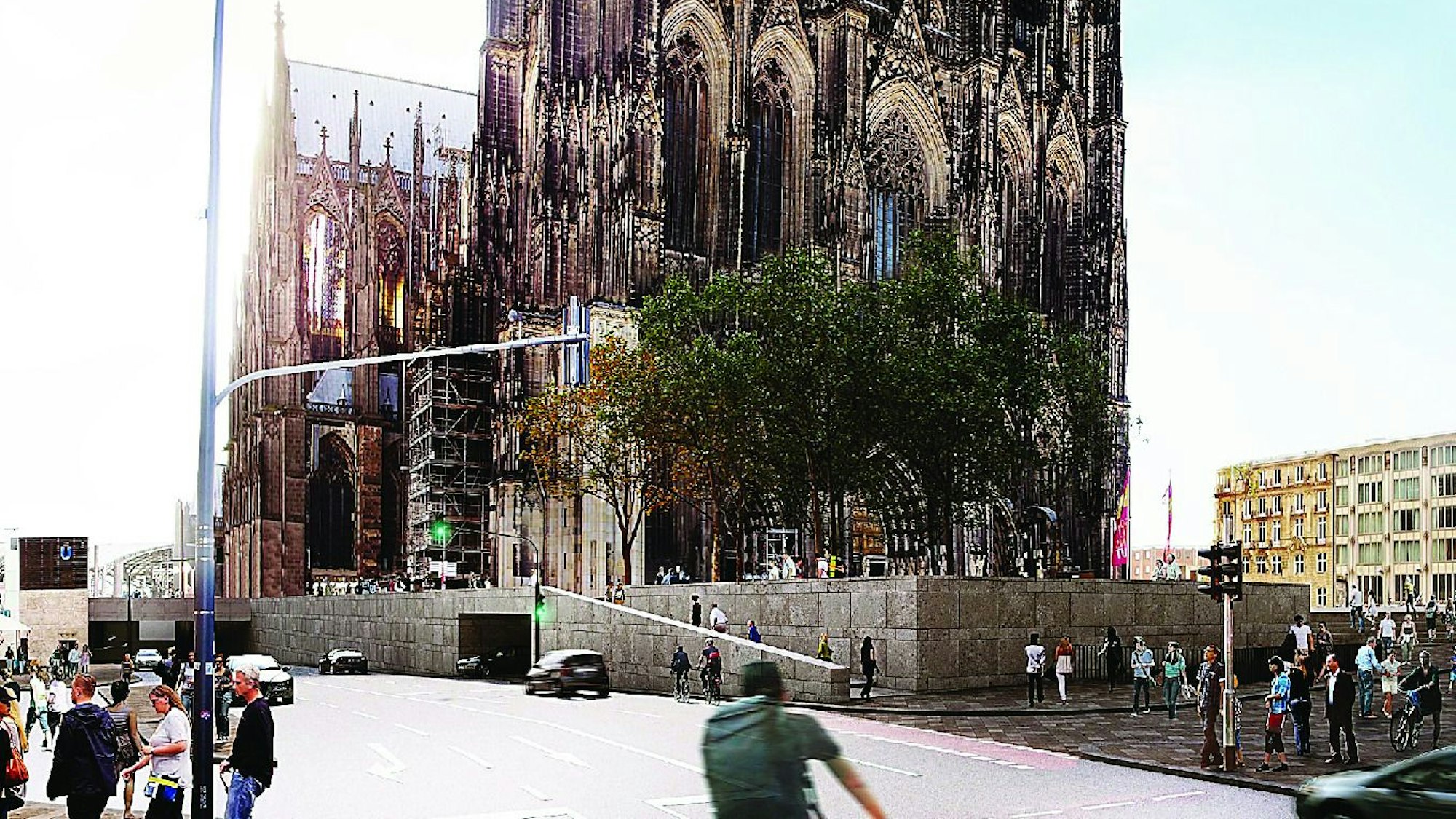 So soll der nordwestliche Domsockel nach der Neugestaltung aussehen.