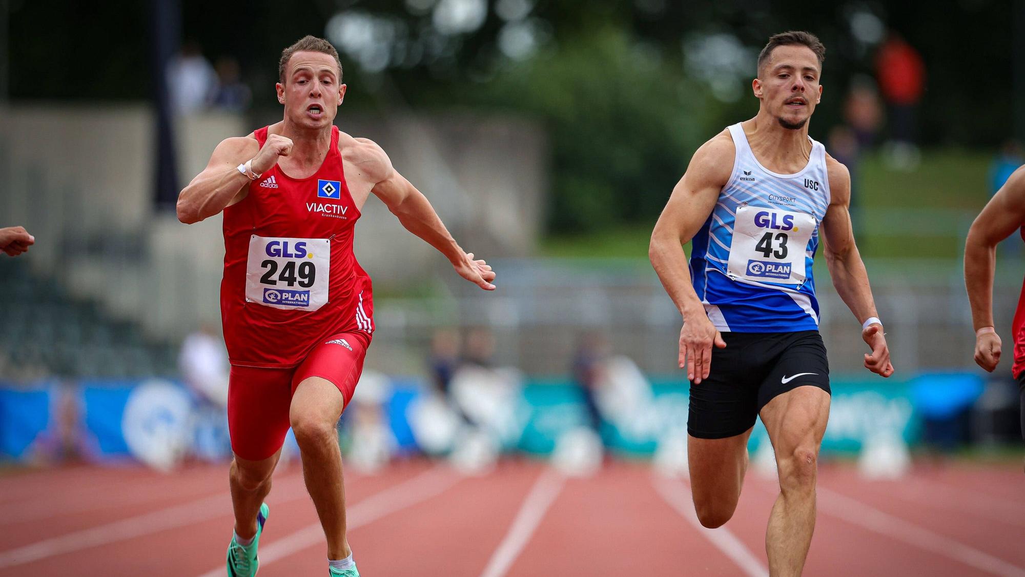 80. Deutsche Leichtathletik-Meisterschaften U23 Goettingen, 01.07.23 Moritz Mainka Hamburger SV und Emilio Gonzales Rudolph USC Freiburg, 80. Deutsche Leichtathletik-Meisterschaften U23 am 01.07.23 im Jahnstadion in Goettingen Deutschland. *** 80 German Athletics Championships U23 Goettingen, 01 07 23 Moritz Mainka Hamburger SV and Emilio Gonzales Rudolph USC Freiburg , 80 German Athletics Championships U23 on 01 07 23 at Jahnstadion in Goettingen Germany Copyright: xBEAUTIFULxSPORTS/B.Hoffmannx