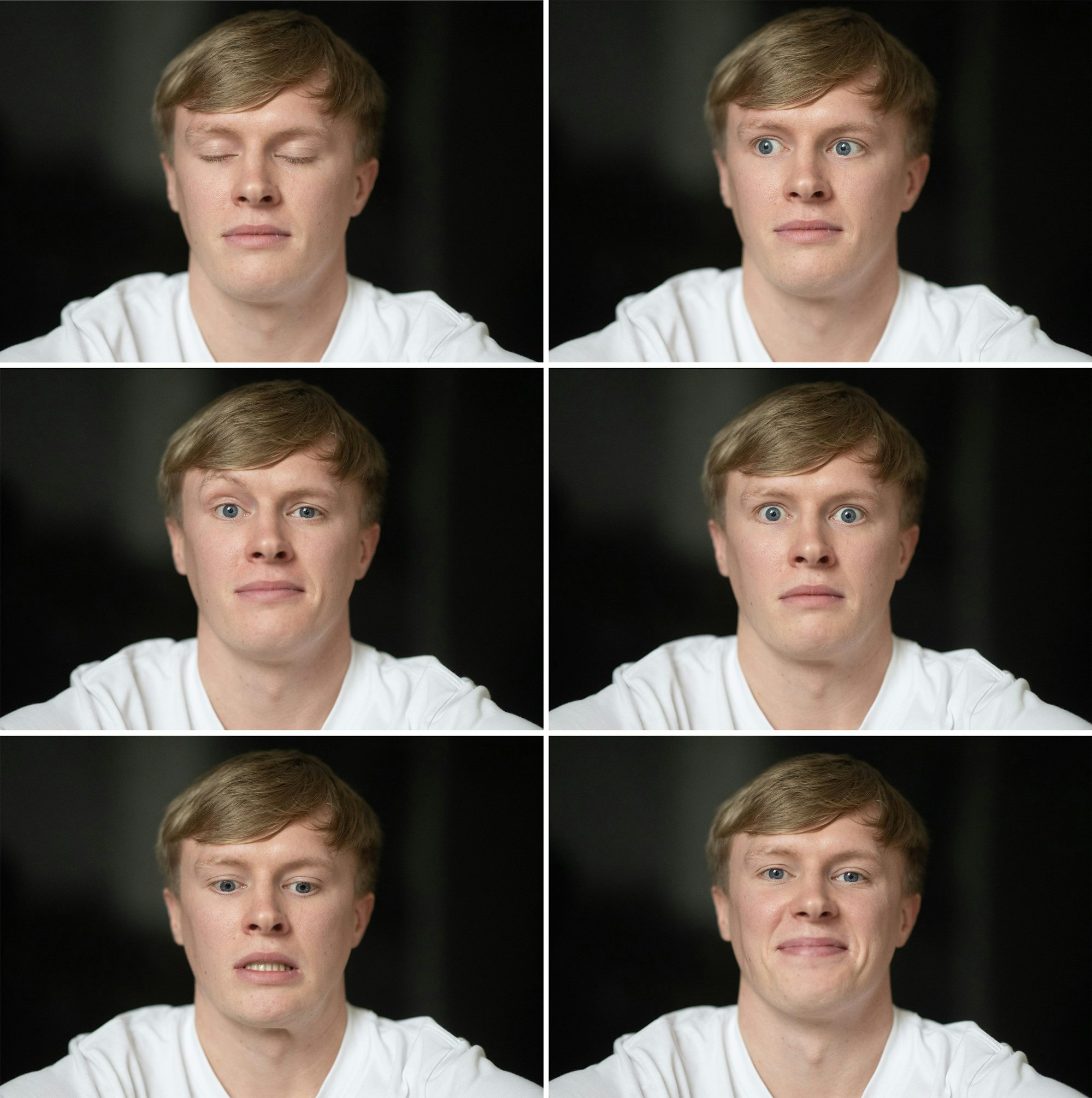 Die Bildcombo zeigt verschiedene Gesichtsausdrücke des Influencers Liam Carpenter.
