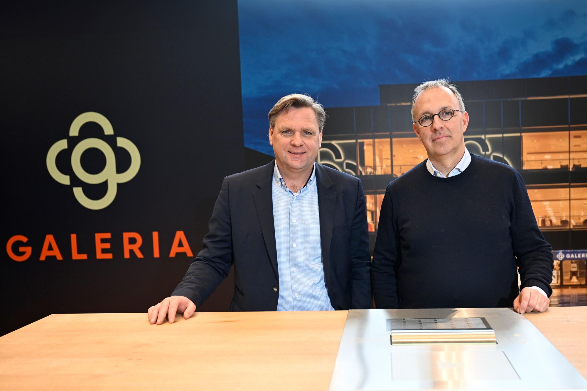 In ihren Händen liegt das Schicksal von Galeria Karstadt Kaufhof: Vorstandschef Olivier Van den Bossche (links) und Insolvenzverwalter Stefan Denkhaus in der Essener Konzernzentrale.