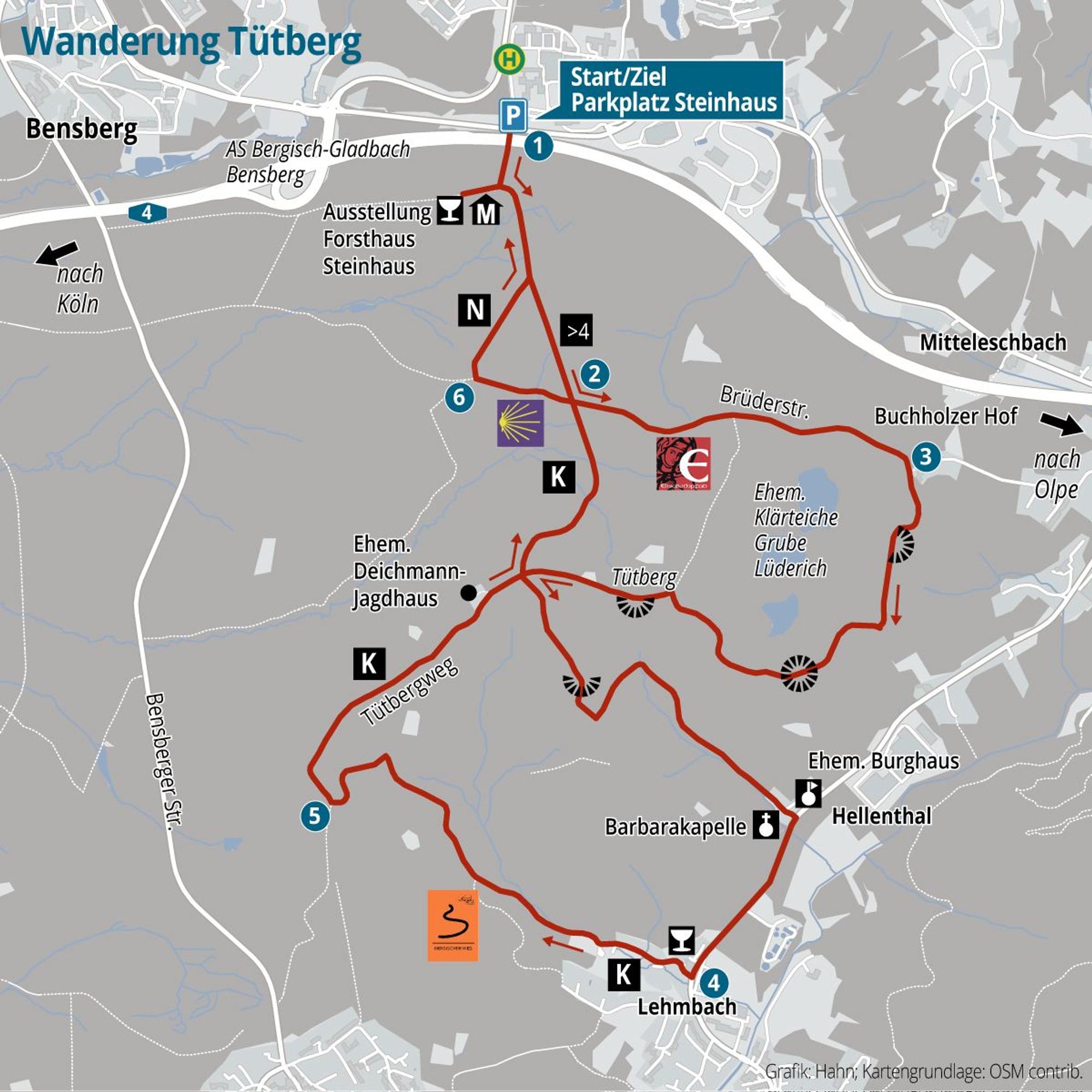 Die Wanderung auf und um den Tütberg auf der Karte