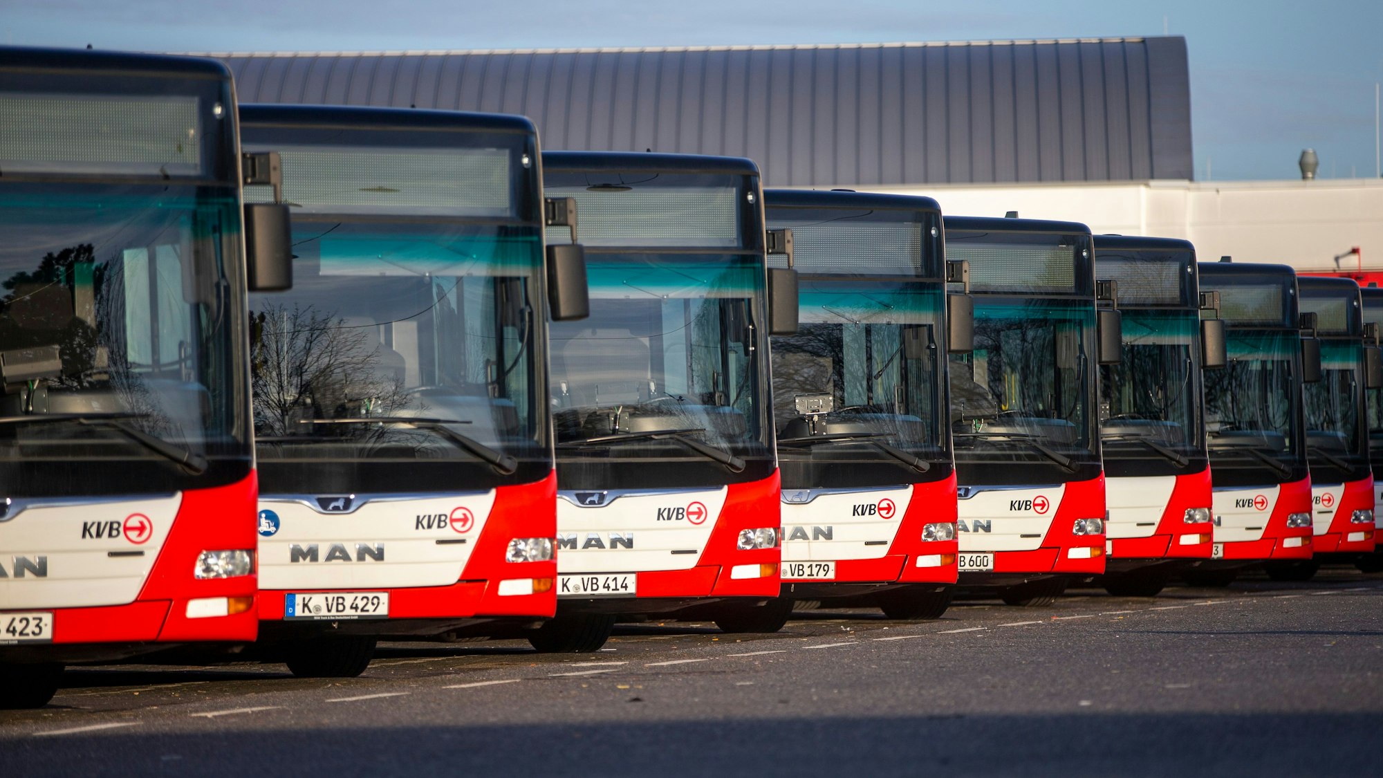 Busse der KVB stehen im Depot