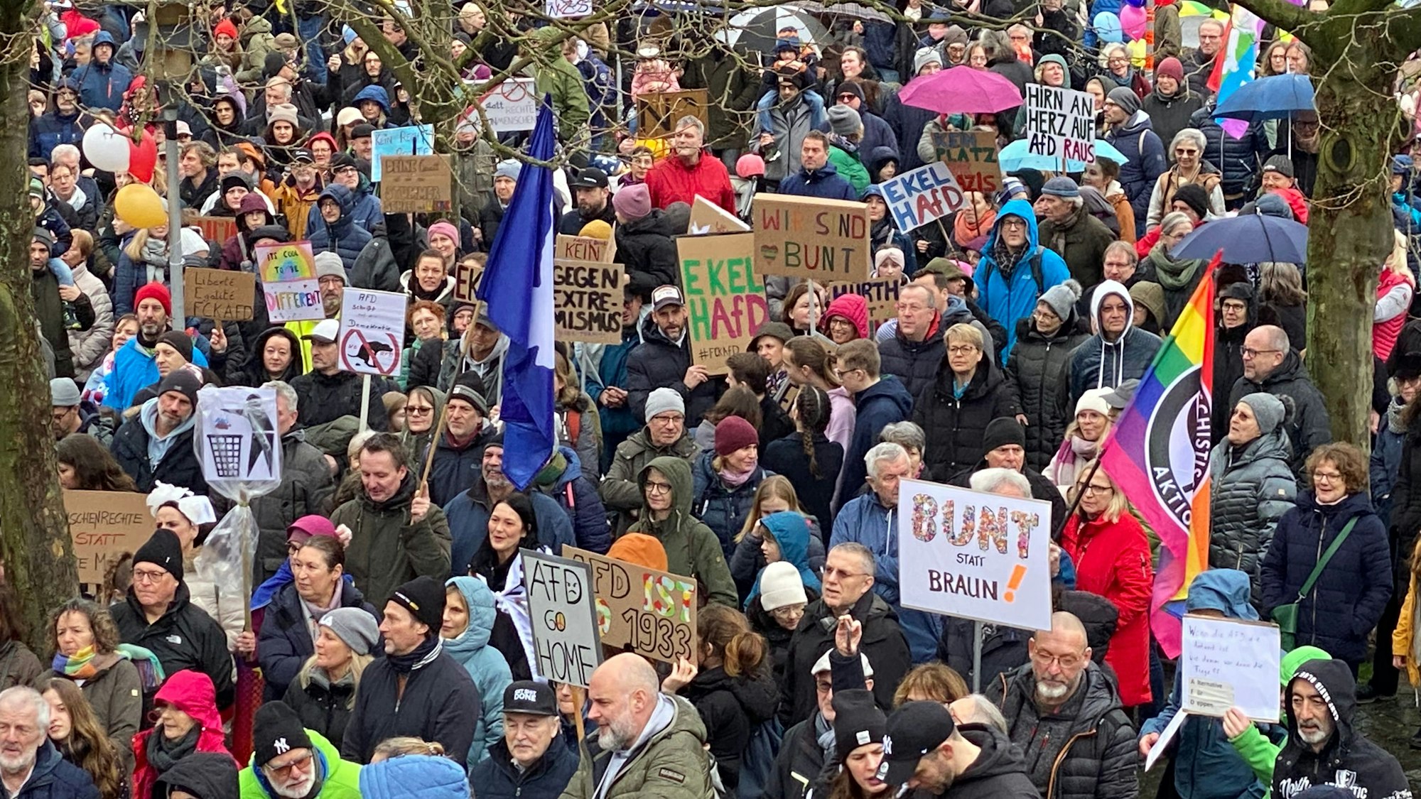 Auf dem Bild sind viele Demonstranten zu sehen.