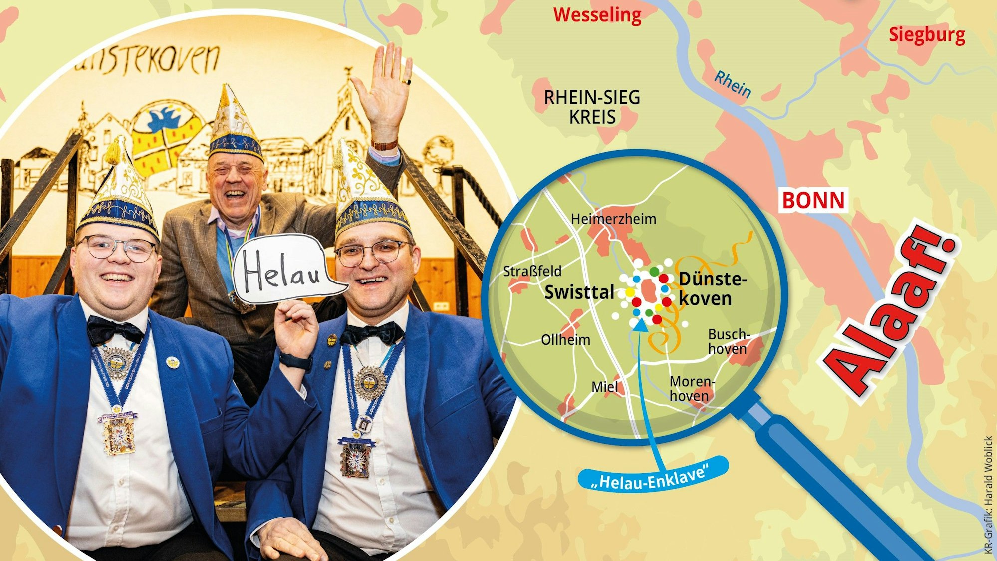 In Swisttal-Dünstekoven ruft man mitten im Alaaf-Gebiet "Helau".