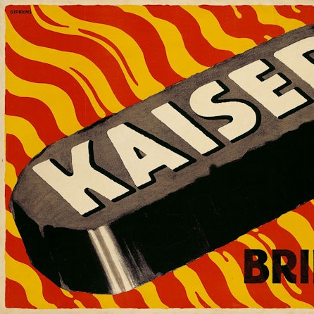 Der Werbegrafiker und Plakatkünstler Julius Emil Friedrich Gipkens malte das Kaiser-Brikett auf züngelnden Flammen.