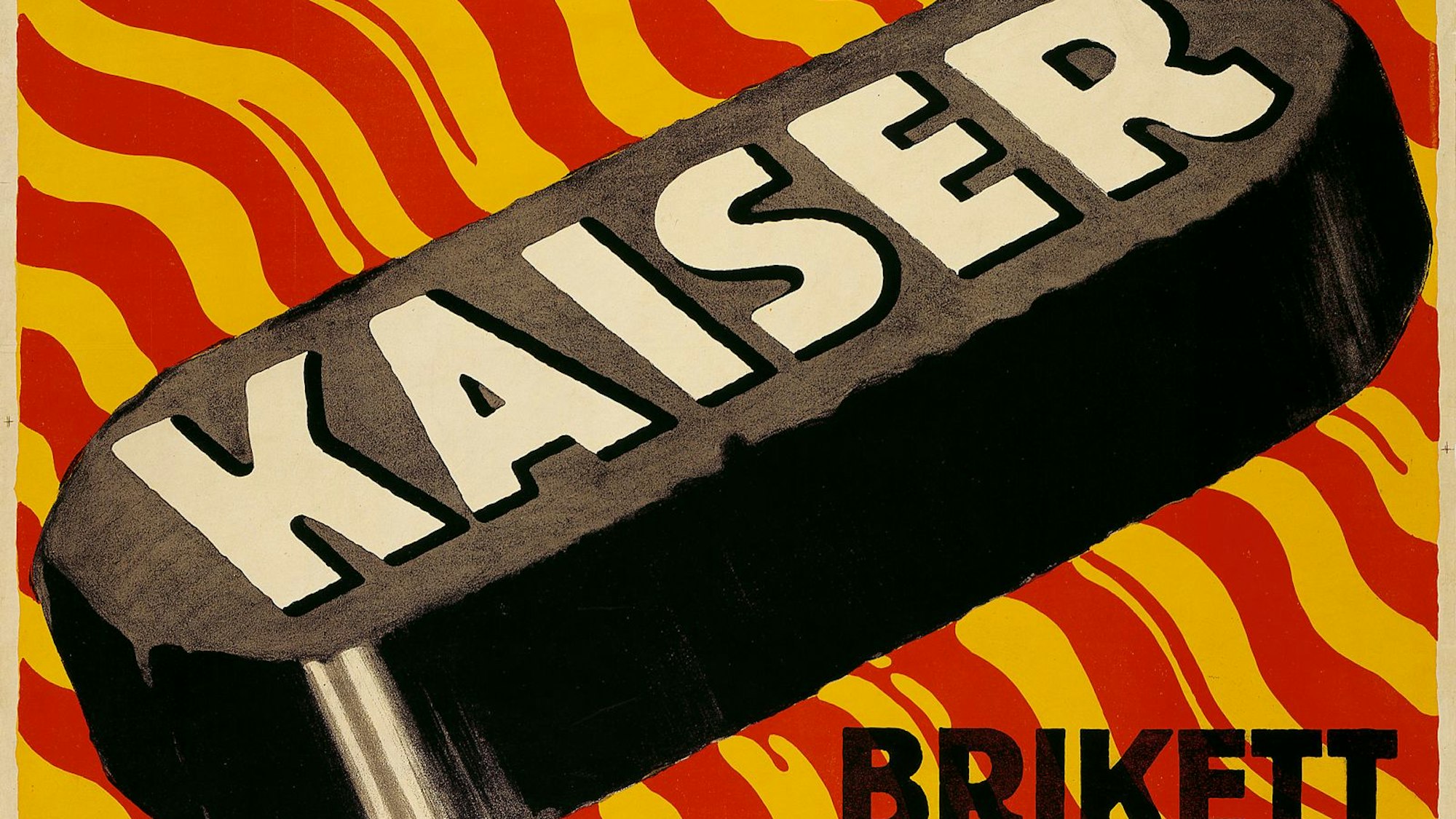 Der Werbegrafiker und Plakatkünstler Julius Emil Friedrich Gipkens malte das Kaiser-Brikett auf züngelnden Flammen.