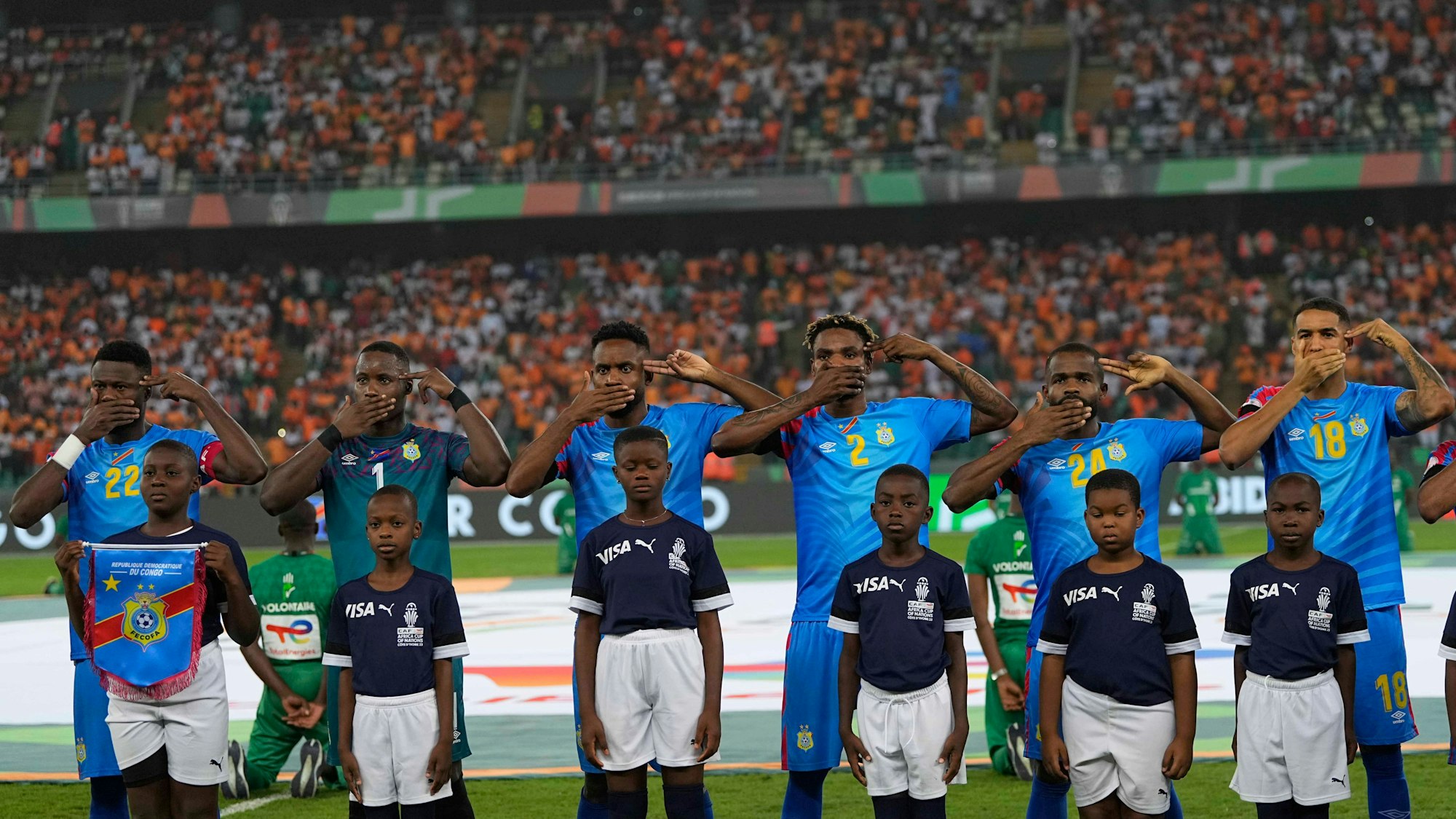 Ähnlich wie die deutsche Nationalmannschaft protestierten auch die Nationalspieler des Kongo beim Africa Cup.