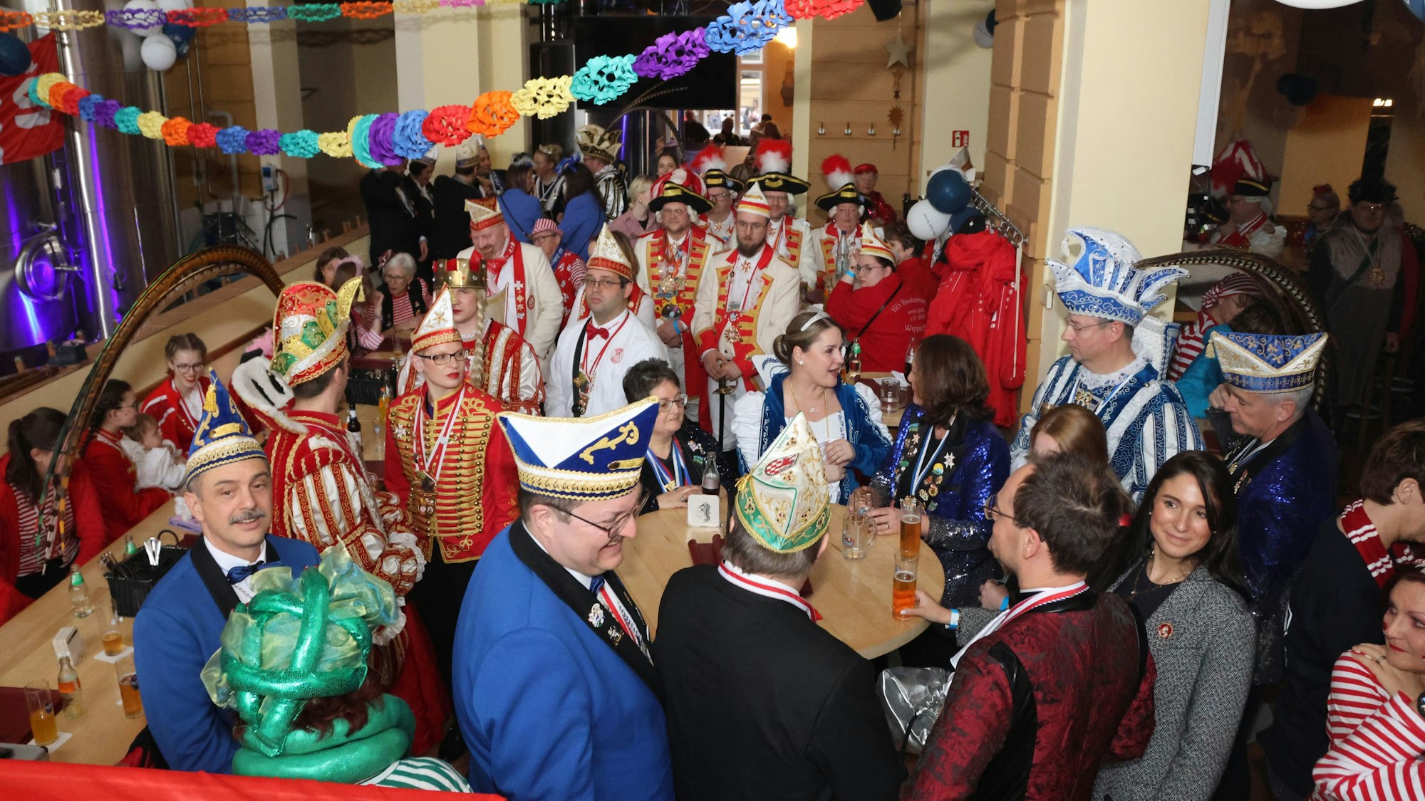 Ein Saal voller verkleideter Jecken und Karnevalsvereinsvertreter.