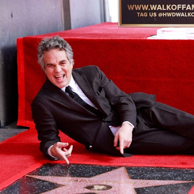 US actor Mark Ruffalo poses during the Hollywood Walk of Fame ceremony honoring him in Los Angeles, California, on February 8, 2024 (Photo by Michael Tran / AFP)