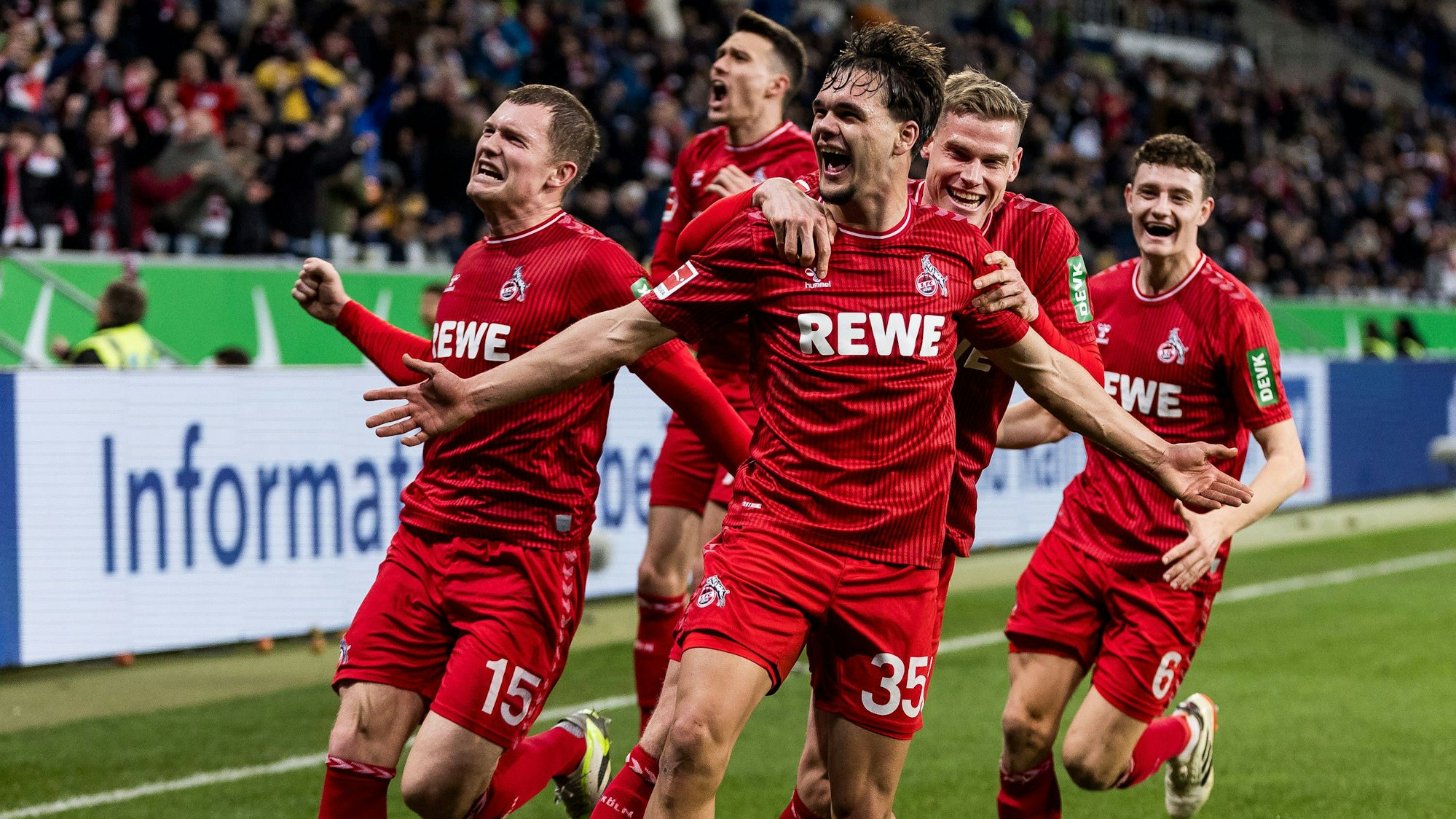 Jubel zum 0:1 durch Max Finkgräfe 1. FC Köln, 35 1. Fußball Bundesliga: TSG 1899 Hoffenheim - 1. FC Köln,